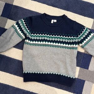 Boys Janie and Jack Navy and Gray Patterned Sweater